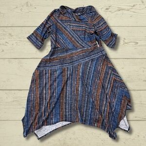 Julian Taylor Dress Womens 24W Navy Multi Stripe Sharkbite Hem Plus Size NWT